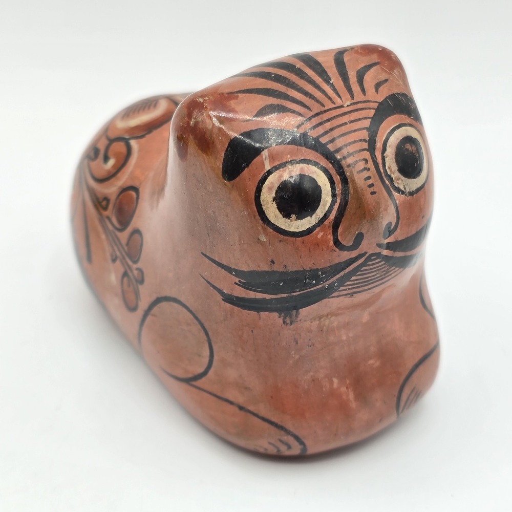 Vintage Tonala? Mexican Folk Art Cat Figurine Funny Fun‎ Cottagecore